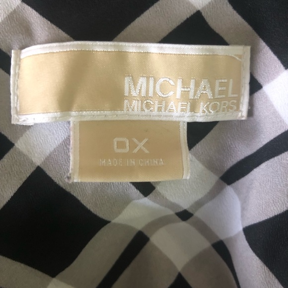 Michael Kors Blouse Plaid Rhinestone Size 0X Sheer Button Up Sleeves Western - Picture 10 of 10